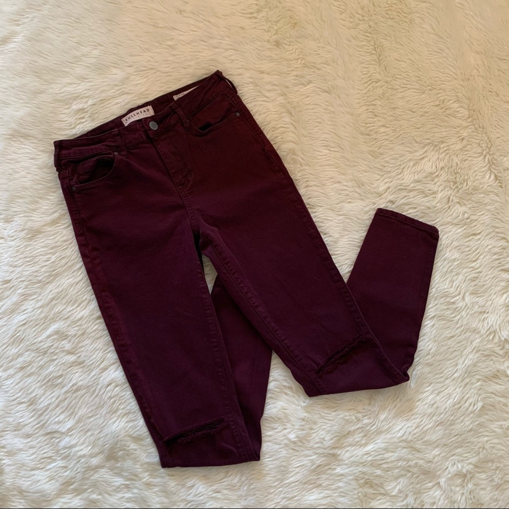 Bullhead High Rise Skinniest Jeans Size 26 Burgundy